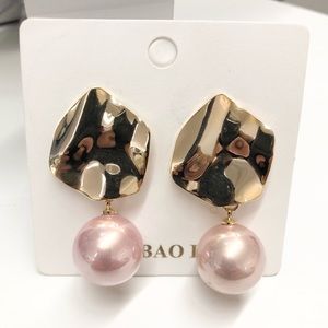 Pink Pearl Drop Earrings